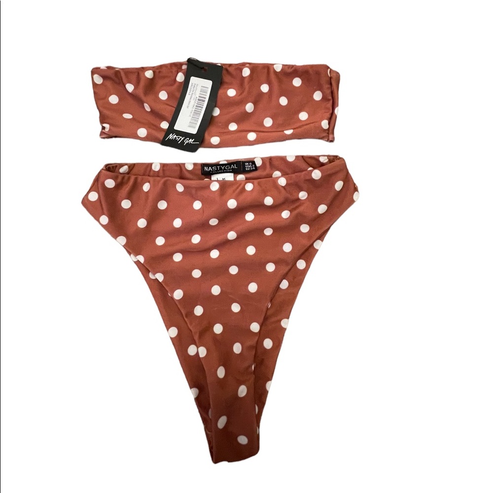 Nasty Gal | High rise polka dot strapless bikini | Color: Copper | Size:Small